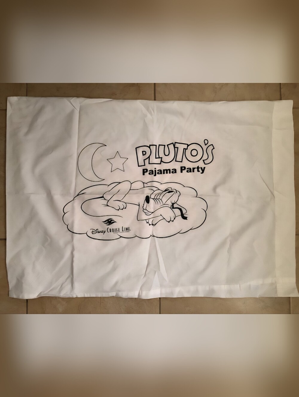 Disney Cruise Line Pluto's Pajama Party Pillowcase - White